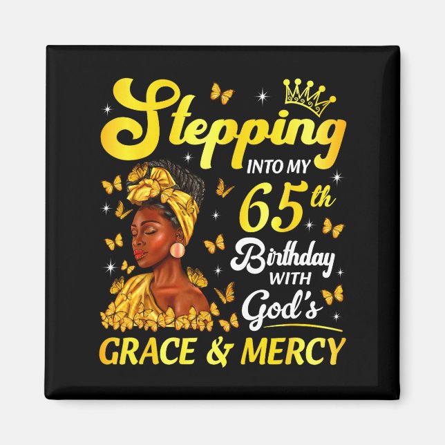 Stepng Into My 65th Birthday Christian Afro Women  Magnet (Vorne)