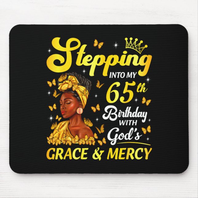 Stepng Into My 65th Birthday Christian Afro Women  Mousepad (Vorne)