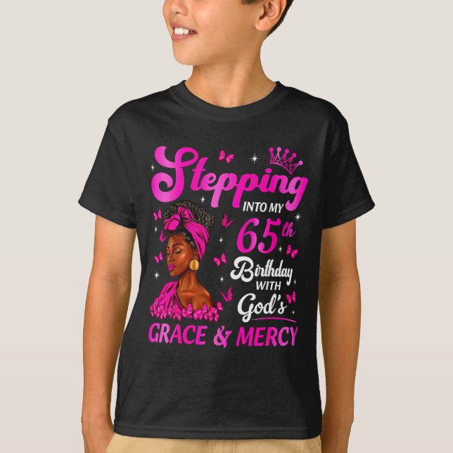 Stepng Into My 65th Birthday Christian Bday Women  T-Shirt (Vorderseite)