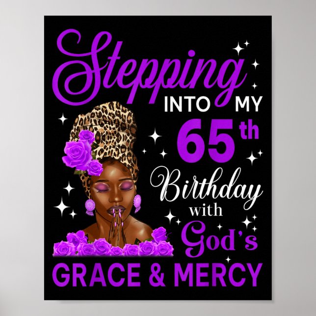 Stepng Into My 65th Birthday Headwrap Black Woman  Poster (Vorne)
