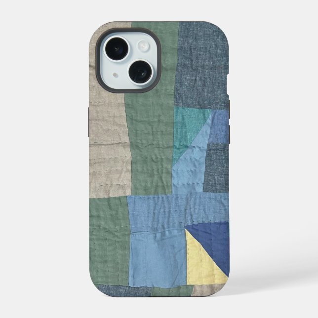 Steppdecke Modern Patchwork Quilt Hülle iPhone 15 Hülle (Rückseite)