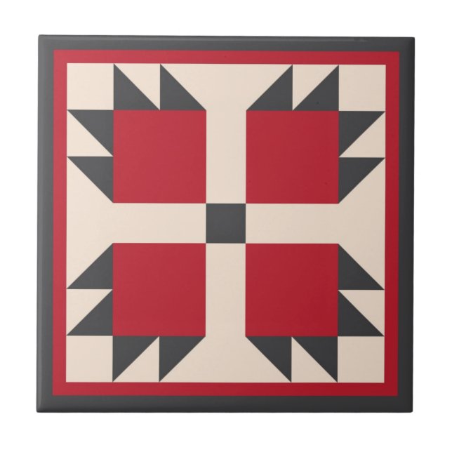 Steppdecke Trivet - Bearcats-Block (Schwarzes/Rot) Fliese (Vorderseite)