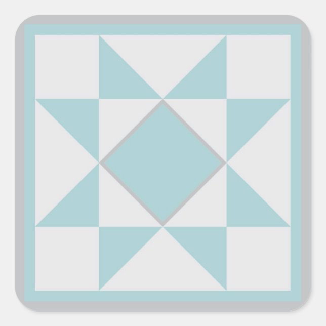 Steppdecken-Aufkleber - Stern (blau/Grau) Quadratischer Aufkleber (Vorderseite)