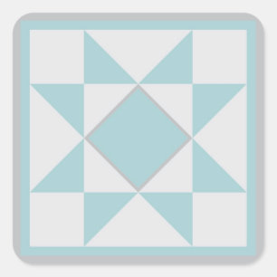 Steppdecken-Aufkleber - Stern (blau/Grau) Quadratischer Aufkleber