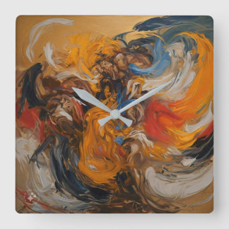 Steppe, 10" runder, schwarzer Holzrahmen Quadratische Wanduhr