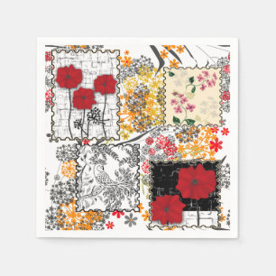 Steppende Mohnblumen des nahtlosen retro Vintagen Serviette