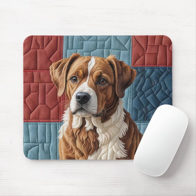 Stepphund auf Patchwork-Muster Mousepad (Mit Mouse)
