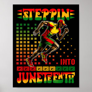 Steppin in Juneteenth Proud Afro Man läuft laufen Poster