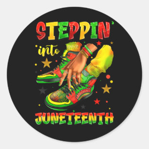 Steppin' Into Juneteenth Ancestors Melanin Afrikan Runder Aufkleber