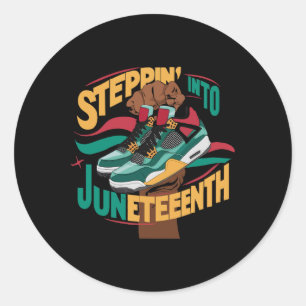 Steppin Into Juneteenth Black History Men 1865 Day Runder Aufkleber