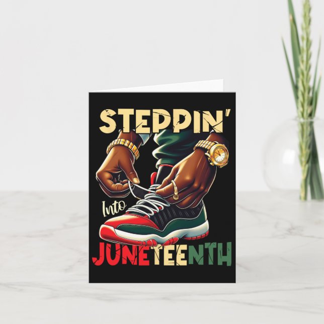 Steppin Into Juneteth Afrikanischer Stolz Schwarza Karte (Vorderseite)