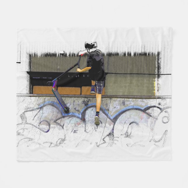 Steppin' It - Stunt Scooter Rider Fleece Blanket (Vorderseite (Horizontal))