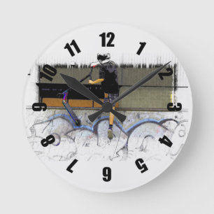 Steppin' It - Stunt Scooter Rider Round Clock Runde Wanduhr