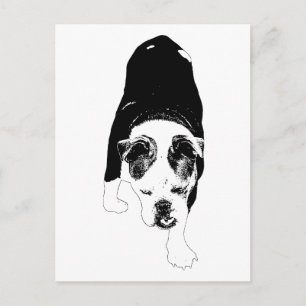 Stepping Dog Sketch teilt fröhliche Wintergeschich Postkarte