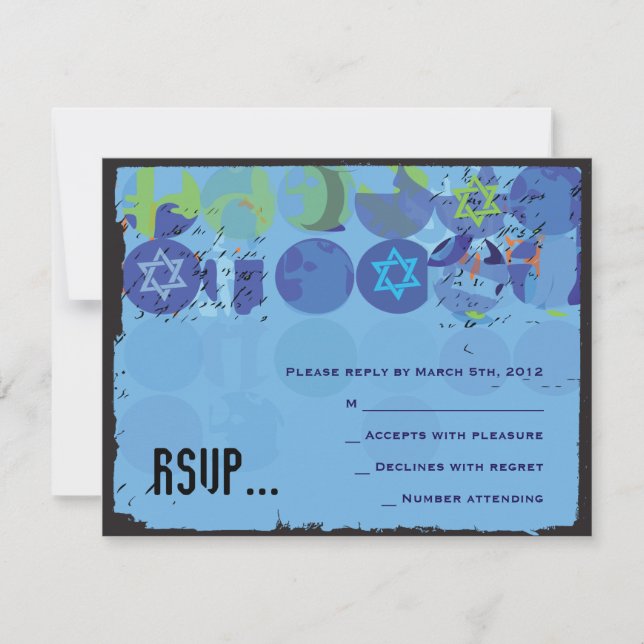 STEPPING STONES Bar Bat Mitzvah Reply Card RSVP Karte (Vorderseite)