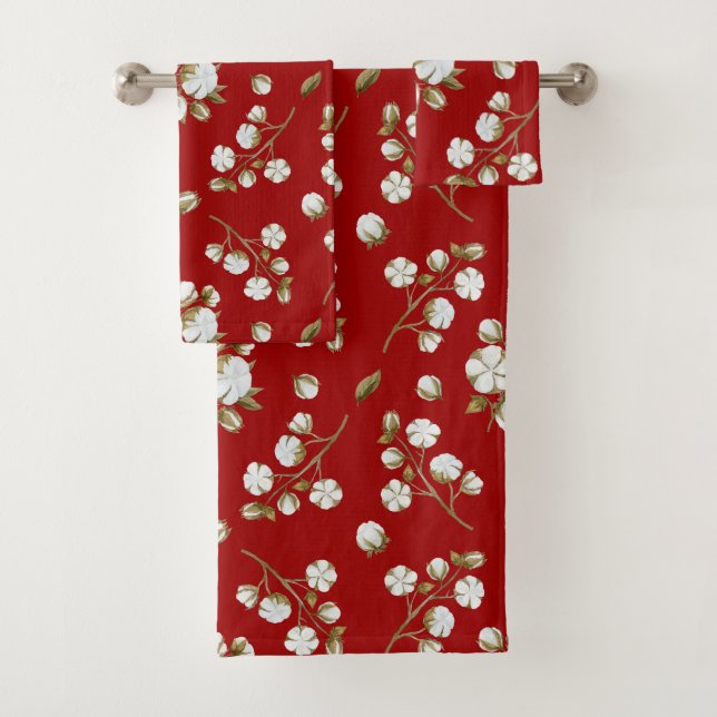 Steppmuster aus rotem und weißem Baumwolle Badhandtuch Set (Insitu)