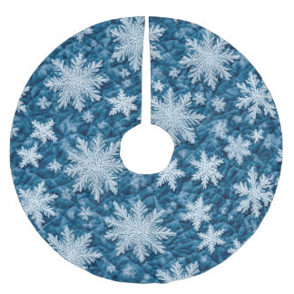 Steppmuster Blau und Weiße Schneeflocken Polyester Weihnachtsbaumdecke