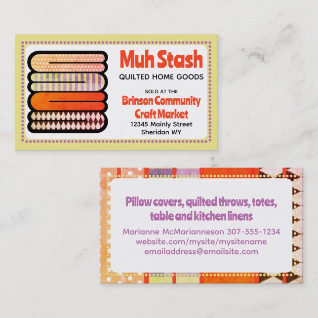 Steppnähte für Nähte Visitenkarte (Vorne/Hinten)