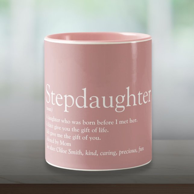 Steptochter Definition Spaß Modern Girly Pink Zweifarbige Tasse (Stepdaughter Definition Fun Modern Girly Pink Two-Tone Coffee Mug)