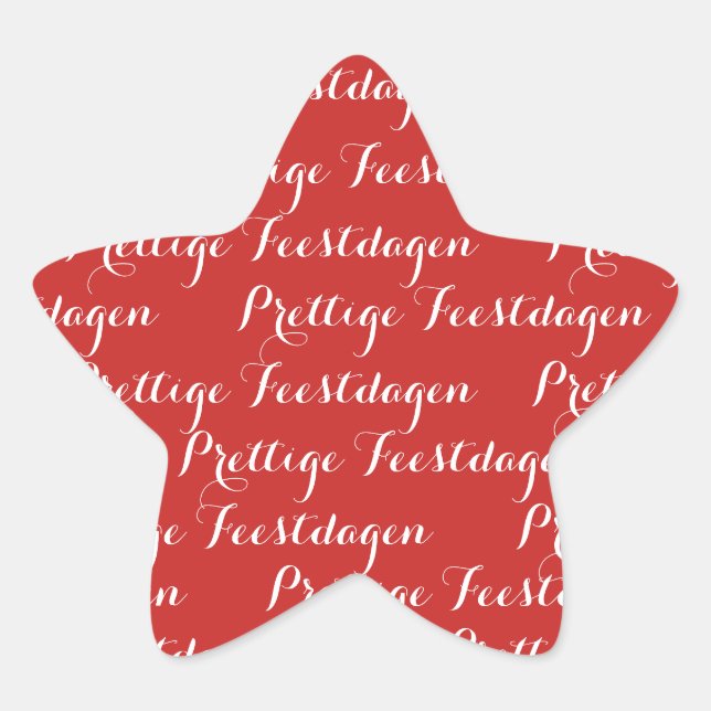 Ster Kerst tekst stickers "Prettige Feestdagen" (Vorderseite)