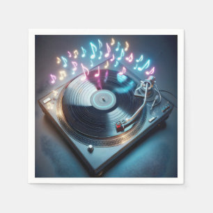 Stereo-Turntable mit Neonnotizen Serviette