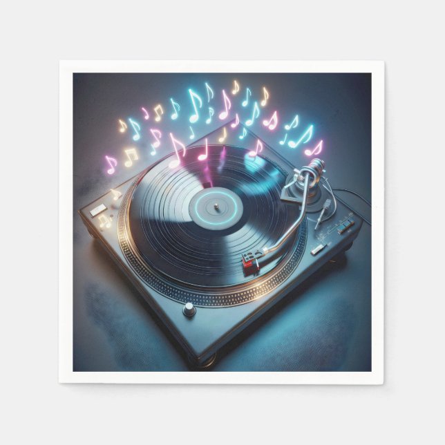 Stereo-Turntable mit Neonnotizen Serviette (Vorderseite)