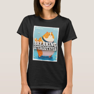 Stereotypen brechende schwebende flauschige Katze  T-Shirt