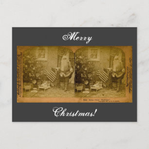 Stereoview Santa & American Flag ca 1901 Feiertagspostkarte