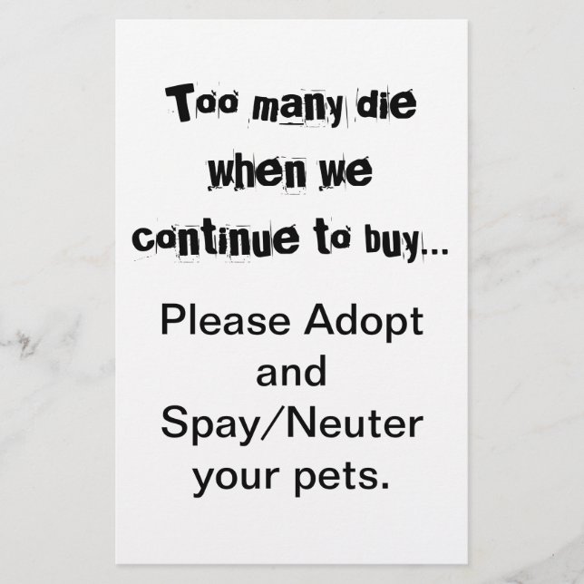 Sterilisation Kastrierung Adoption Flyer (Vorne)