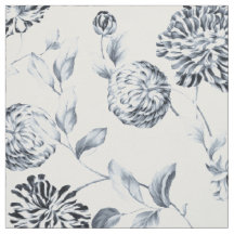 Sterling Silber Blau Antikes Dahlien-Blumenmuster