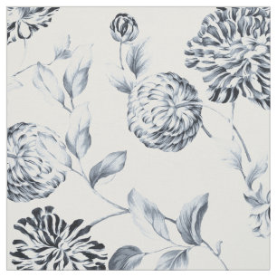 Sterling Silver Blue Vintag Dahlia Blume Muster Stoff