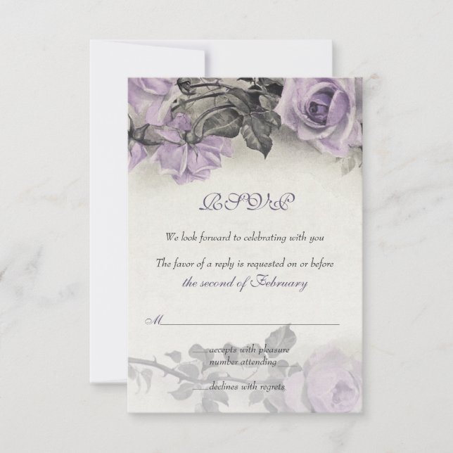 Sterling Silver Lila Rose Wedding RSVP Card (Vorderseite)