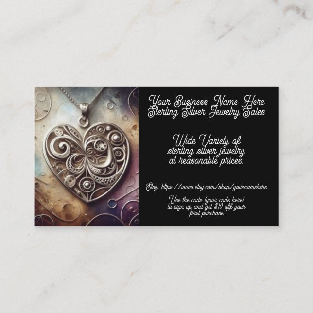 Sterling Silver Pendant Juweliershop Visitenkarte (Vorderseite)