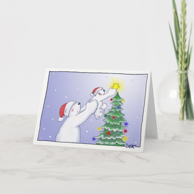 Stern auf dem Baum Feiertagskarte (Vorderseite)