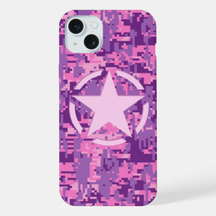 Stern auf Girly Hot Pink Digital Camo iPhone 15 Plus Hülle