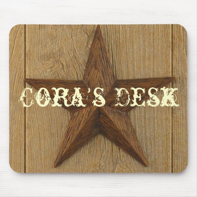 Stern auf Holz, Coras Schreibtisch Mousepad (Vorne)