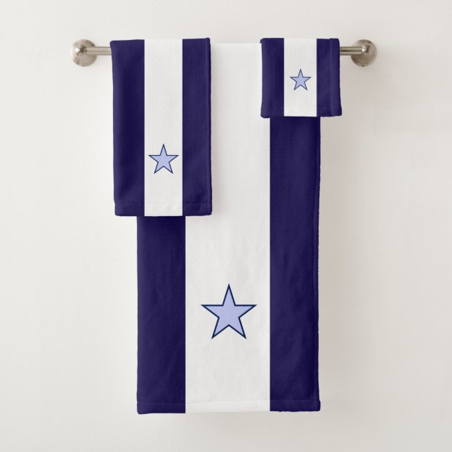 Stern auf marineblau-weiß gestreiftem Badetuch Set (Insitu)