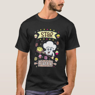 Stern-Bäcker backt Brot und Kuchen für Kinder Mädc T-Shirt