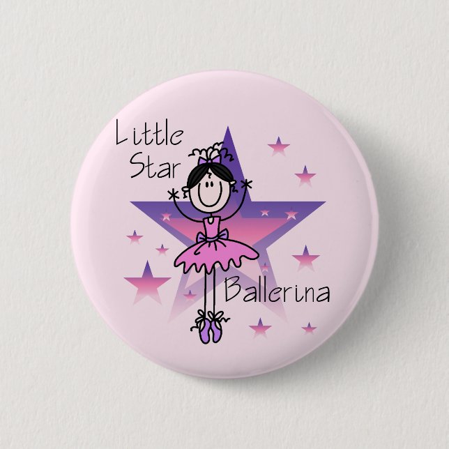 Stern-Ballerina-Schwarzes Haar Button (Vorderseite)