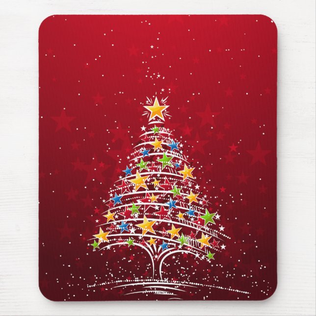 Stern bedeckte Weihnachtsbaum Mousepad (Vorne)