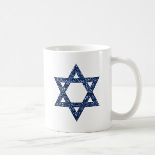 Stern David mit Pailletten Tasse