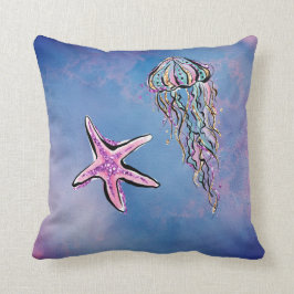 *~* Stern-Fisch-Qualle-abstrakter StrandWatercolor Kissen