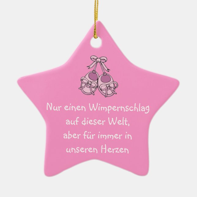 Stern Hängeornament als Erinnerung Keramik Ornament (Vorne)