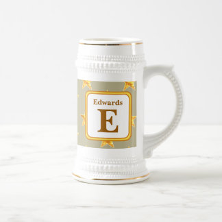 Stern Initiale E Gold Familienmonogramm Erinnerung Bierglas
