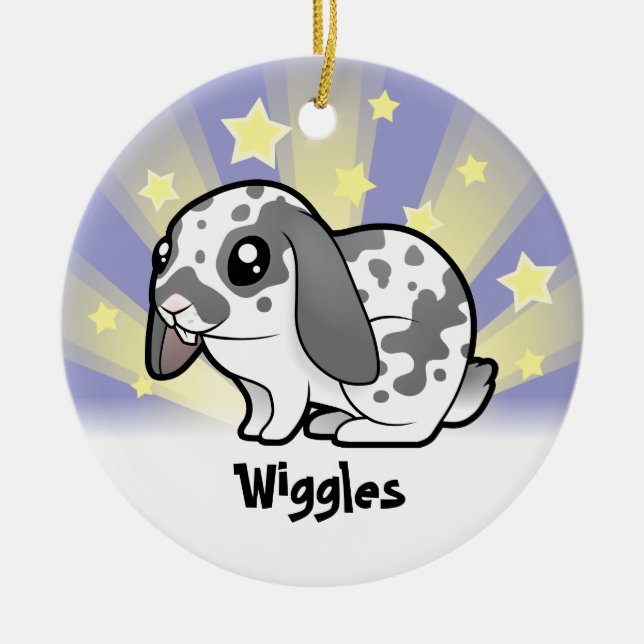 Stern-Kaninchen (glattes Haar des schlaffen Ohrs) Keramik Ornament (Vorne)