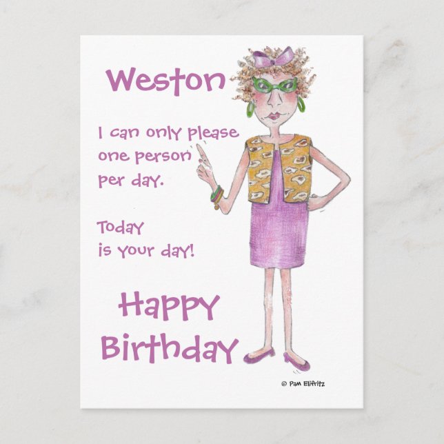 Stern Looking Lady gemalt Karikaturentext Postcar Postkarte (Vorderseite)