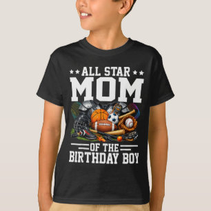 Stern-Mama des Geburtstagsjungen Basketball Fußbal T-Shirt