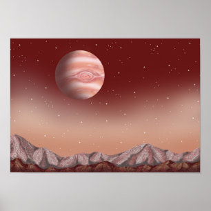 Stern mit roten Augen, der im Weltraum schwebt. Poster