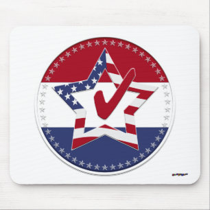 Stern mit US-Flagge, roter Haken und 50 Sterne - r Mousepad