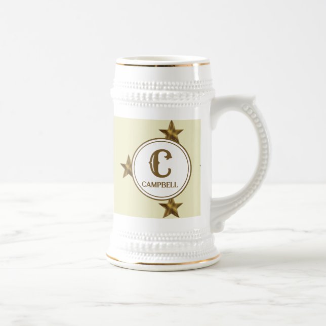Stern Monogramm Anfangsbuchstabe westlicher Famili Bierglas (Rechts)